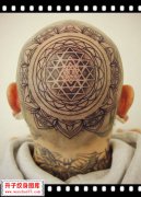 <b><font color='#000099'>帅呆的头部纹身 点刺梵花纹身 图案</font></b>