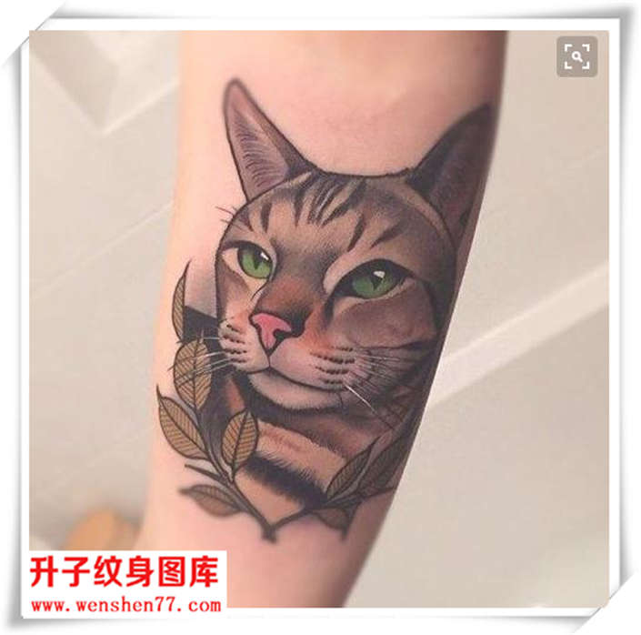 欧美new school 猫纹身