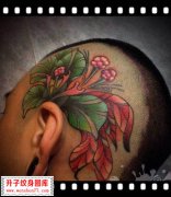 <b><font color='#FF0000'>头部纹身 植物花纹身图案</font></b>
