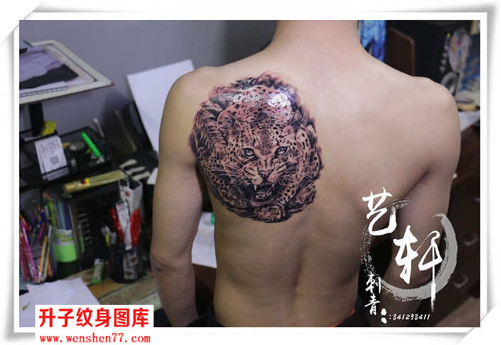 后背豹子纹身图案