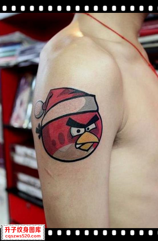 手臂卡通纹身愤怒小鸟纹身图案