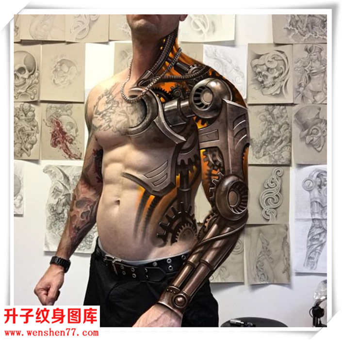 3D机械花臂纹身图案