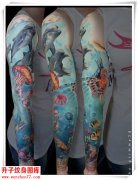 <b><font color='#FF0000'>花臂纹身 海底世界纹身图案 海豚 乌龟 水母纹身</font></b>