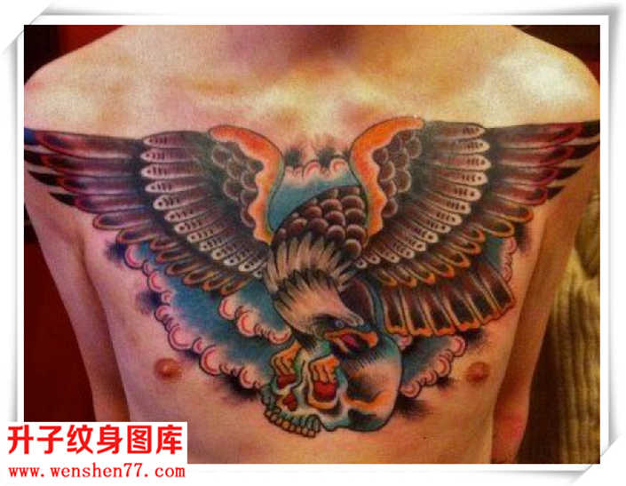 胸口猫头鹰纹身图案