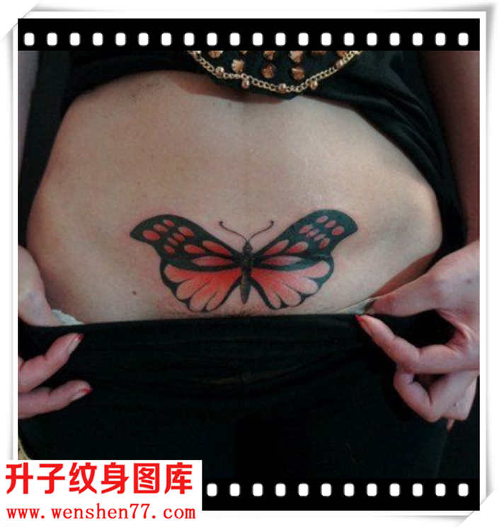 腹部蝴蝶纹身图案