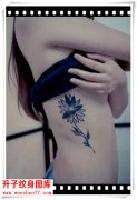 <b>美女侧腰植物花纹身图案</b>