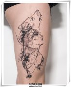 <b>大腿性感线条纹身图案 纹身520</b>