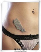 <b>性感的侧腰3D写实羽毛纹身图案</b>
