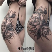 <b>性感的大腿植物纹身 牡丹花纹身图案</b>