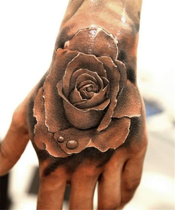 手背纹身 玫瑰花纹身图案  重庆纹身