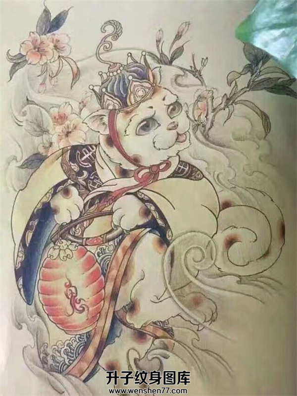 猫妖纹身手稿图案 重庆纹身店