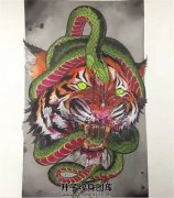 <b>老虎与蛇纹身手稿图案 重庆蛇纹身价格</b>