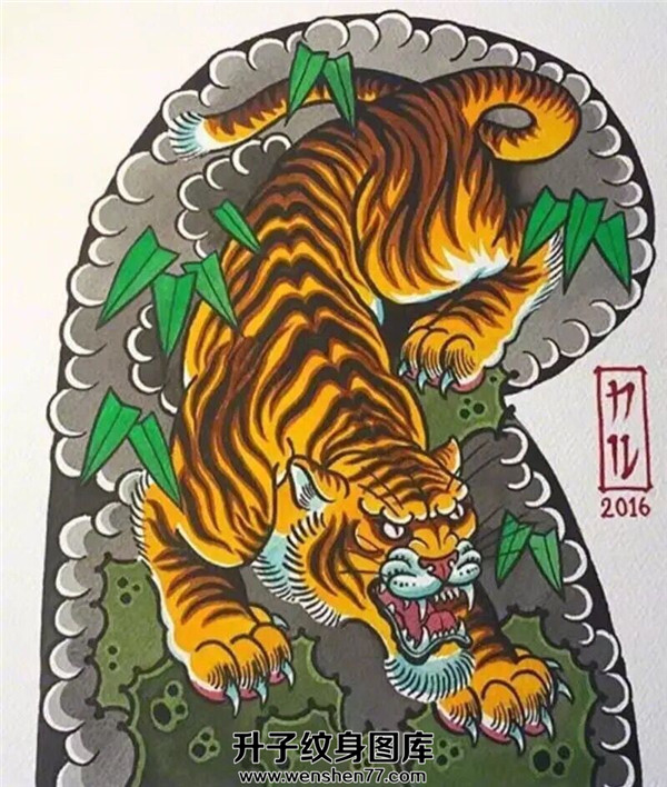 老虎纹身手稿图案大全  重庆纹身店