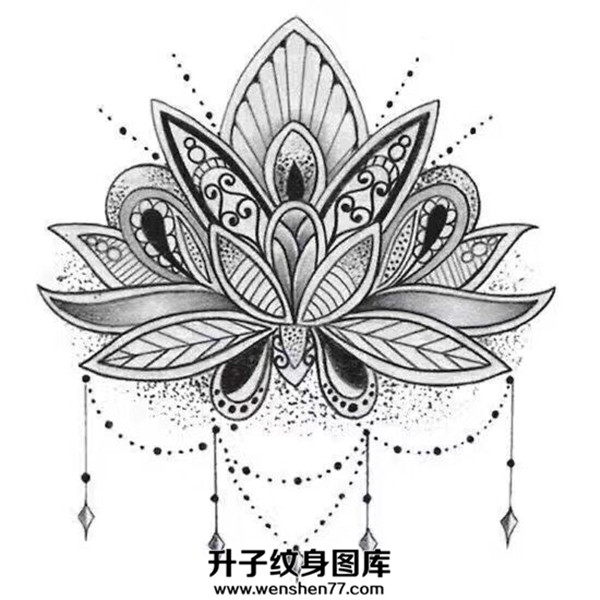 梵花纹身手稿图案