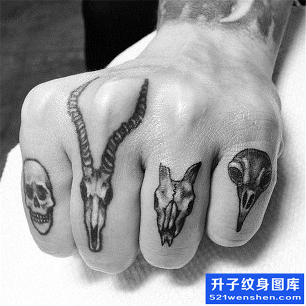 手指兽头纹身图案
