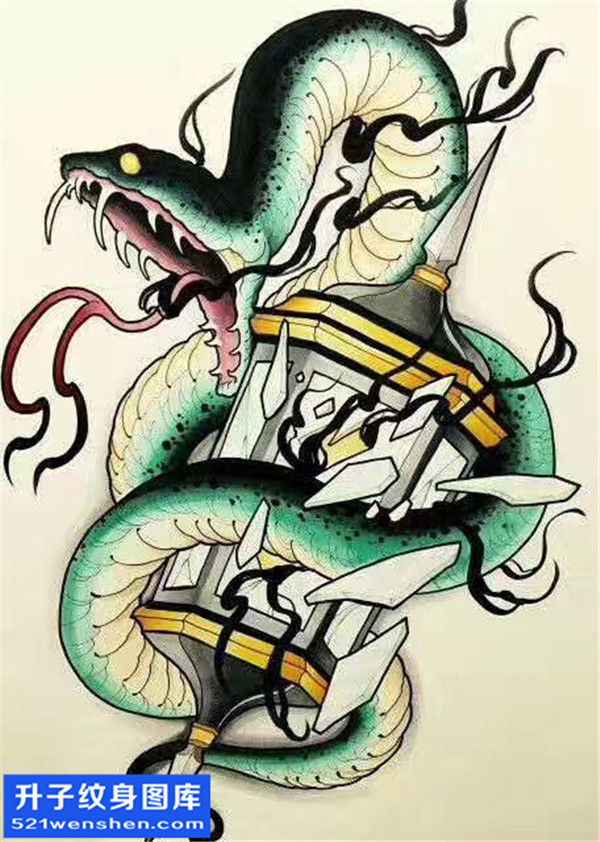 蛇纹身手稿图案