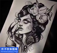 <b>欧美美女纹身手稿图案</b>