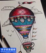 <b>热气球纹身手稿图案 new school纹身</b>