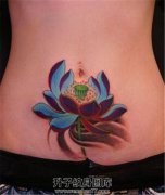 <b>腹部荷花纹身图案大全 - 植物纹身 女性纹身</b>