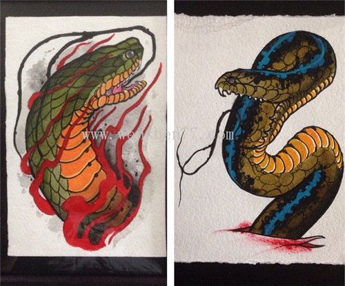 蛇纹身手稿图案