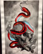 <b>骷髅蛇纹身手稿 骷髅纹身寓意</b>