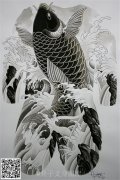 <b>重庆大坪哪里可以纹身 满背鲤鱼纹身手稿图案</b>