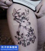 <b>性感霸气的大腿纹身图案 鹿头纹身 美人鱼纹身</b>