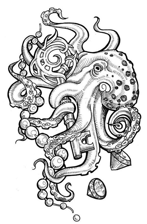 章鱼纹身手稿