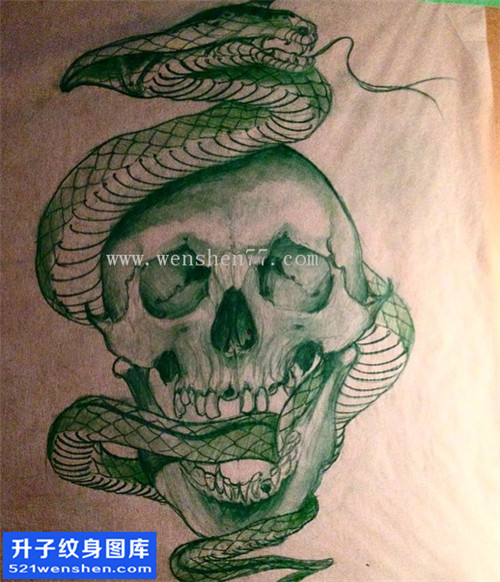 骷髅蛇纹身手稿图案