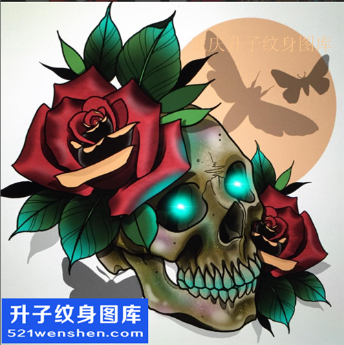 酷六玫瑰花纹身图案