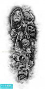 <b>欧美纹身手稿素材 玫瑰 骷髅美女玫瑰花等手稿</b>