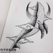 <b>点刺鲸鱼纹身手稿图案</b>