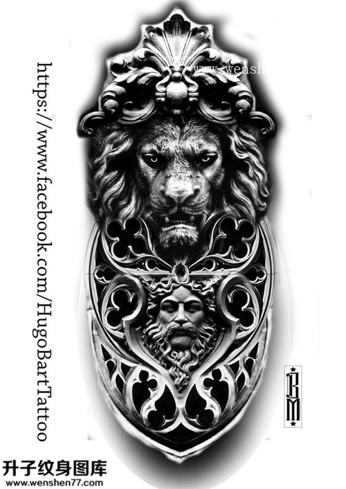 狮子纹身手稿