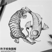 <b>老虎与鱼纹身手稿图案</b>