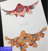 <b>胸花菊花牡丹花纹身手稿图案</b>