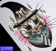 <b>欧美new school猫咪纹身手稿图案</b>
