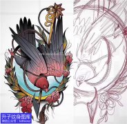 <b>彩色new school动物鸟纹身手稿图案</b>
