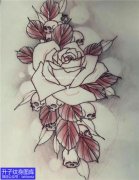 <b>酷酷的玫瑰花骷髅纹身手稿图案</b>
