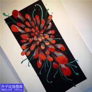 <b>彩色菊花纹身手稿图案</b>