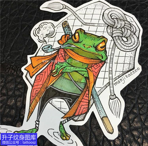 青蛙纹身手稿图案