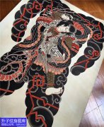 <b>浮世绘日本人物龙纹身手稿图案</b>