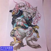 <b>彩色猫妖纹身手稿图案</b>