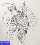<b>传统线条鲤鱼纹身手稿图案</b>