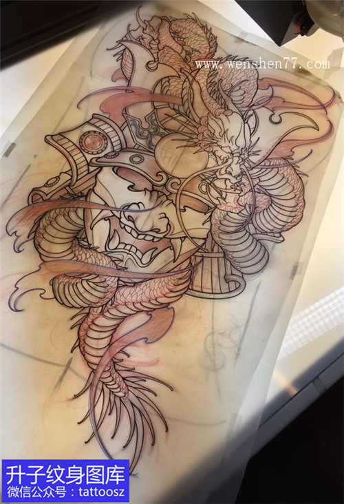 龙武士纹身手稿图案