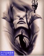 <b>欧美黑灰肖像与植物纹身手稿图案</b>