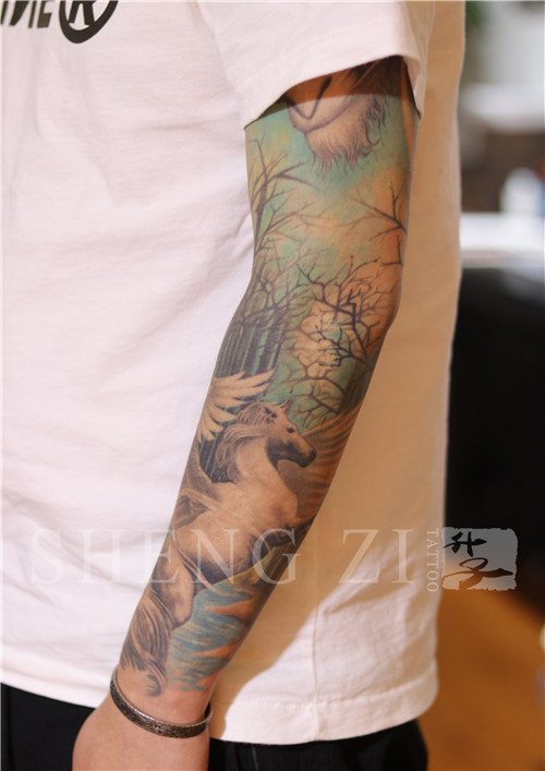 欧美写实花臂纹身恢复后效果 重庆纹身作品