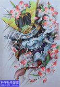 <b>新传统武士樱花纹身手稿图案</b>