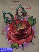 <b>玫瑰花剪刀纹身手稿图案</b>