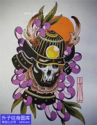 <b>骷髅紫色菊花纹身手稿</b>