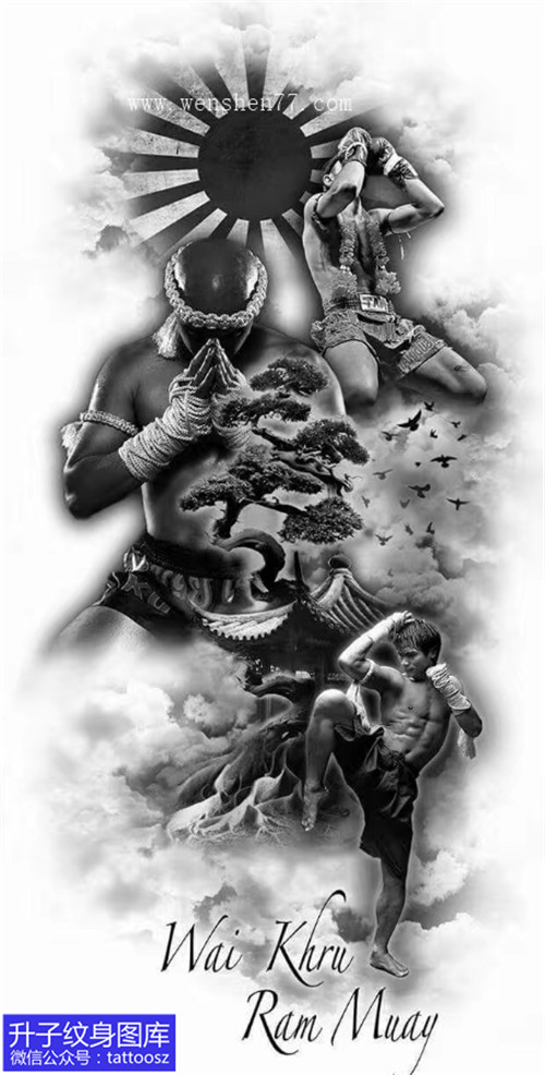 欧美人物拳神纹身手稿图案